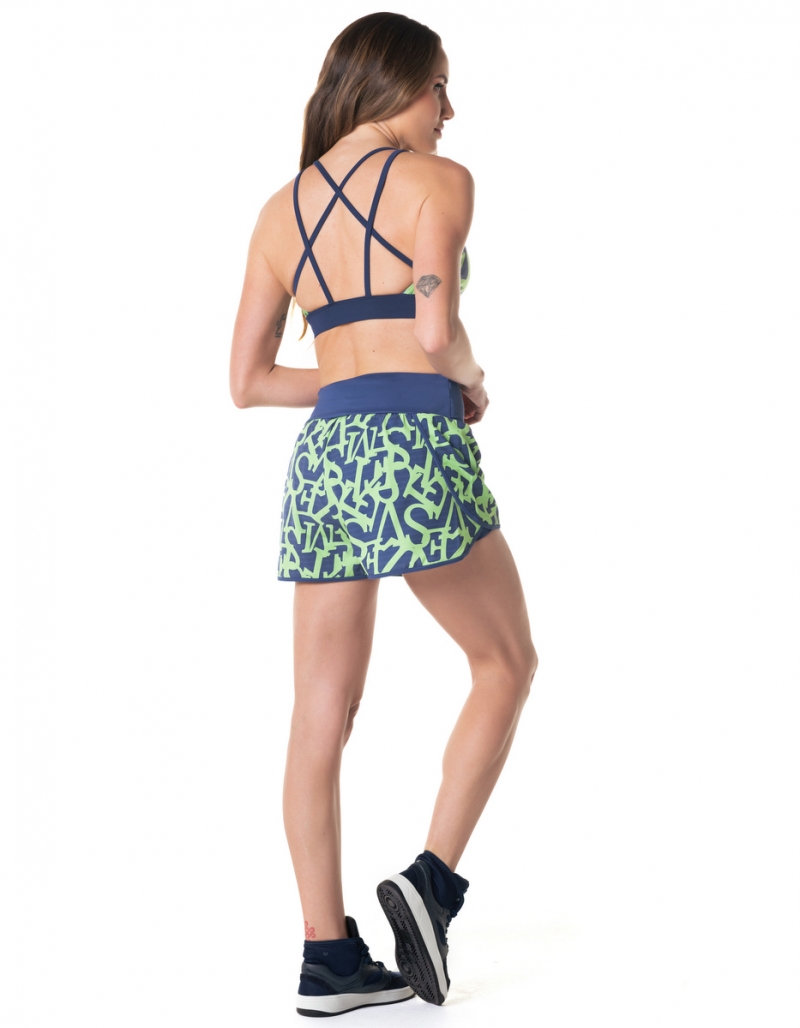 Vestem - Shorts Licabeto Mega Vestem Azul Jeans e Verde Veon - SH567.I24.E1248.I24