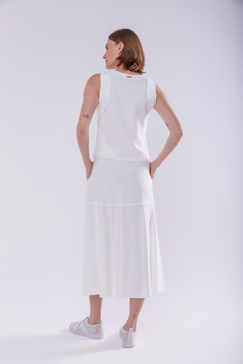 Hidrogênio - EVASE MIDI THREAD SKIRT OFF WHITE - 19805018