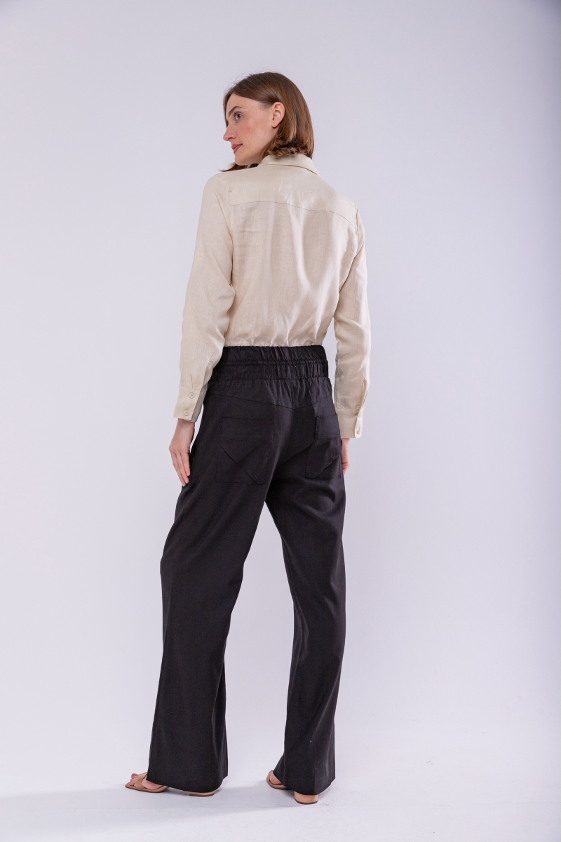 Hidrogênio - STRAIGHT TROUSERS WITH ELASTIC WAISTBAND AND ELIS PLEASTS BLACK - 19868001