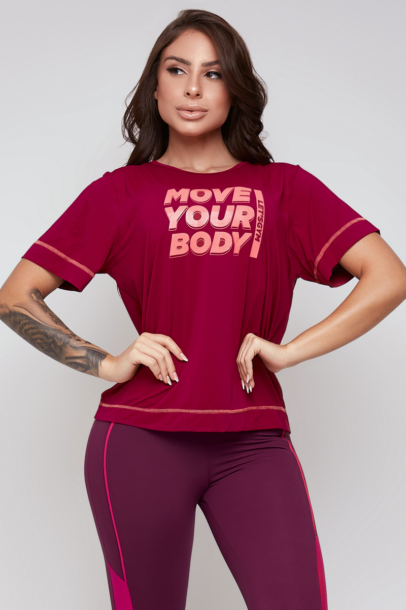 Lets Gym - Shirt M/C Pulse Marsala - 2291MS