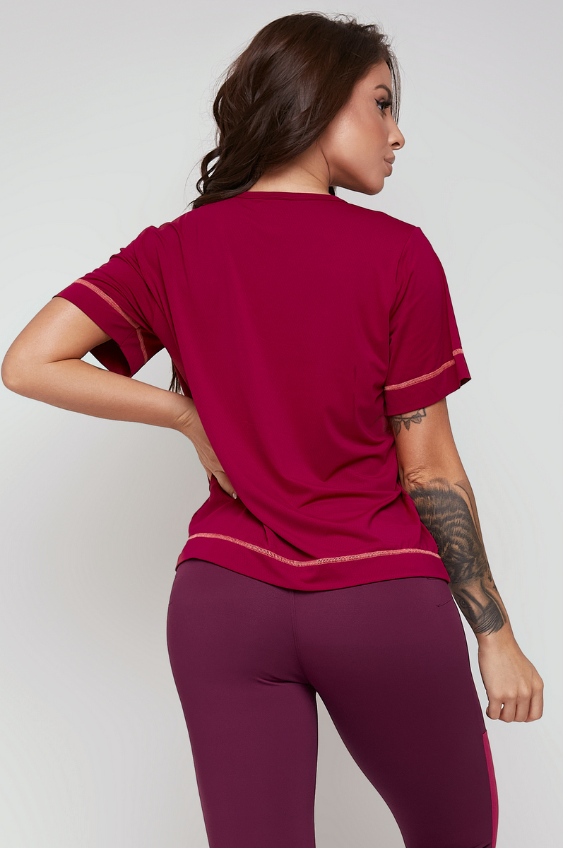 Lets Gym - Blusa M/C Pulse Marsala - 2291MS