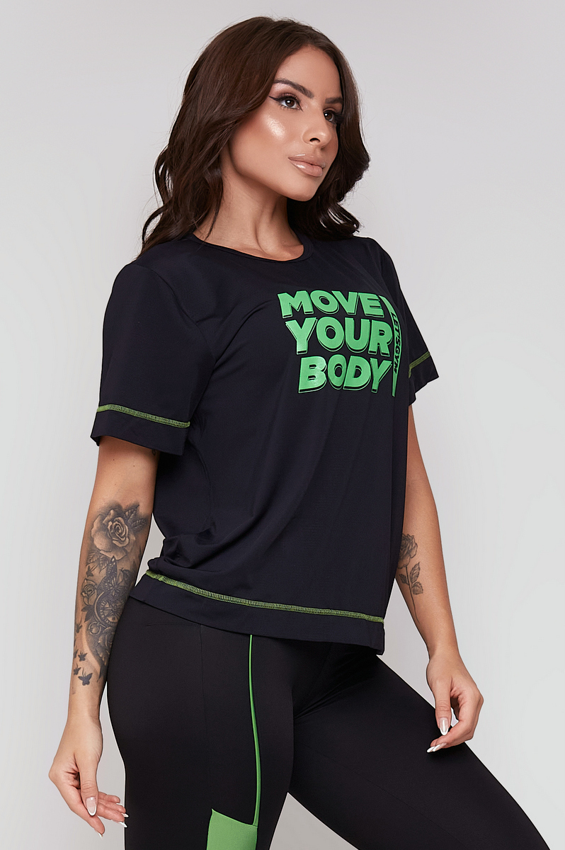 Lets Gym - Blusa M/C Pulse Preto - 2291PT