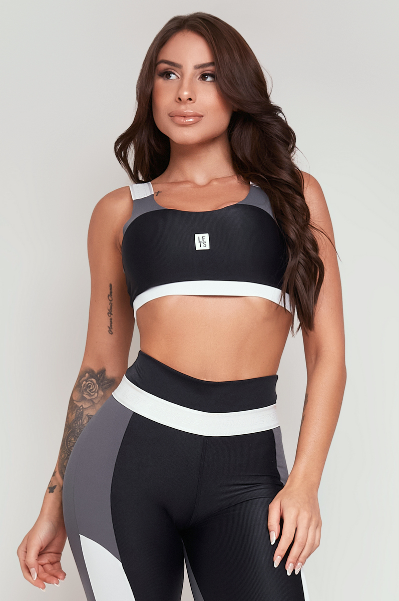 Lets Gym - Top Lumina Preto - 2316PT