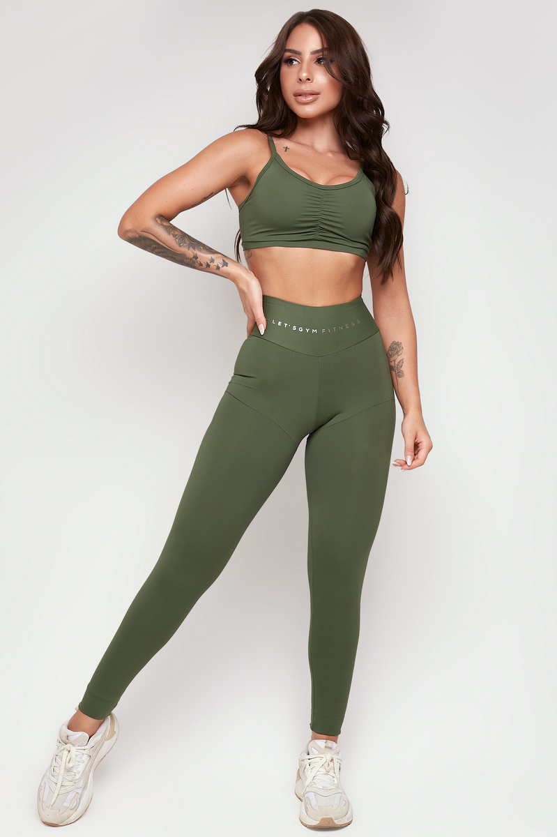 Lets Gym - Legging Minimo Basic Verde Militar - 2302VDM