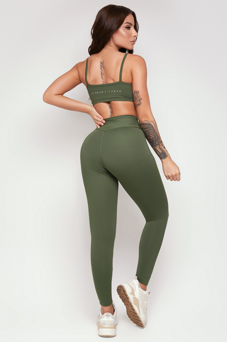 Lets Gym - Legging Minimo Basic Verde Militar - 2302VDM