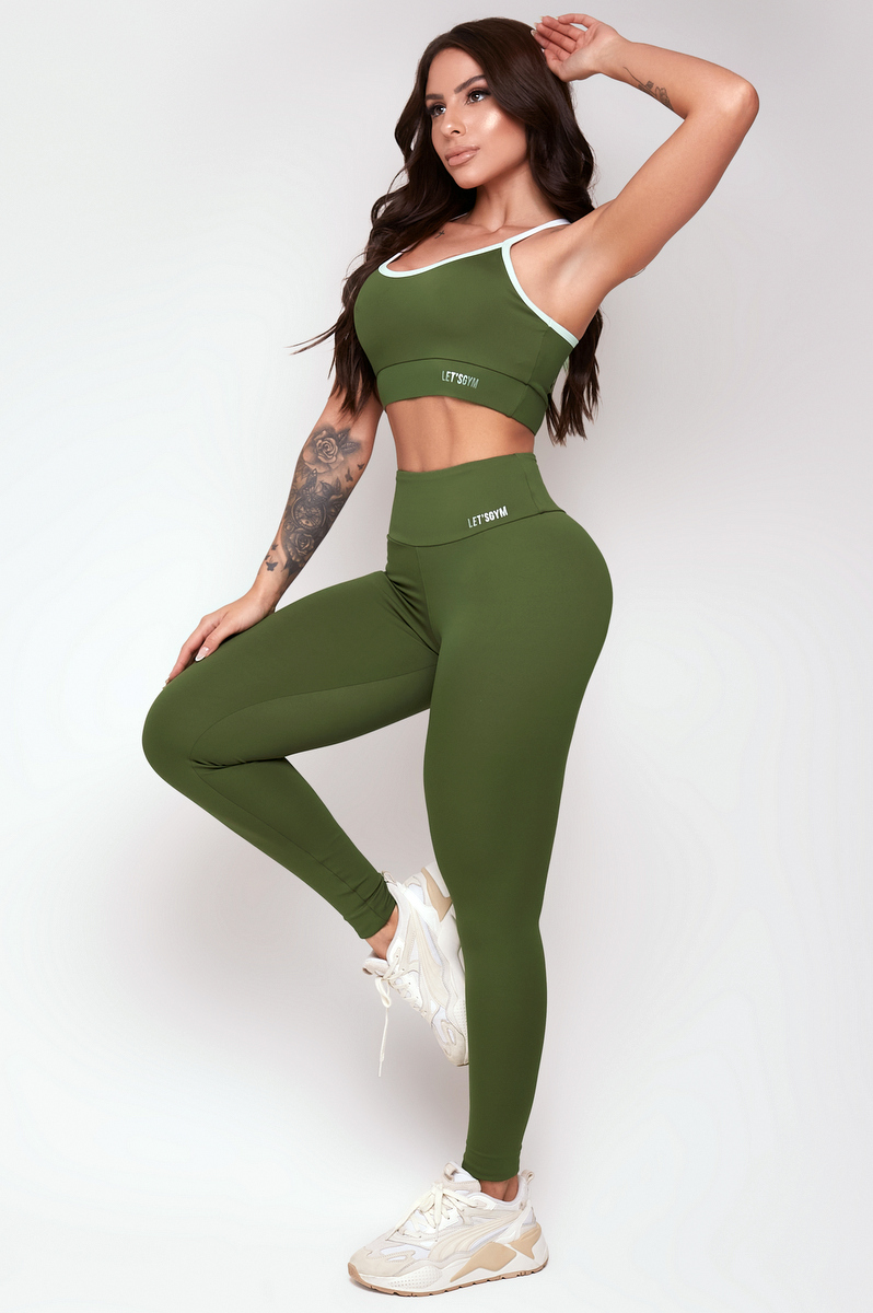 Lets Gym - Military Green Comfort Basic Legging - 2357VDM