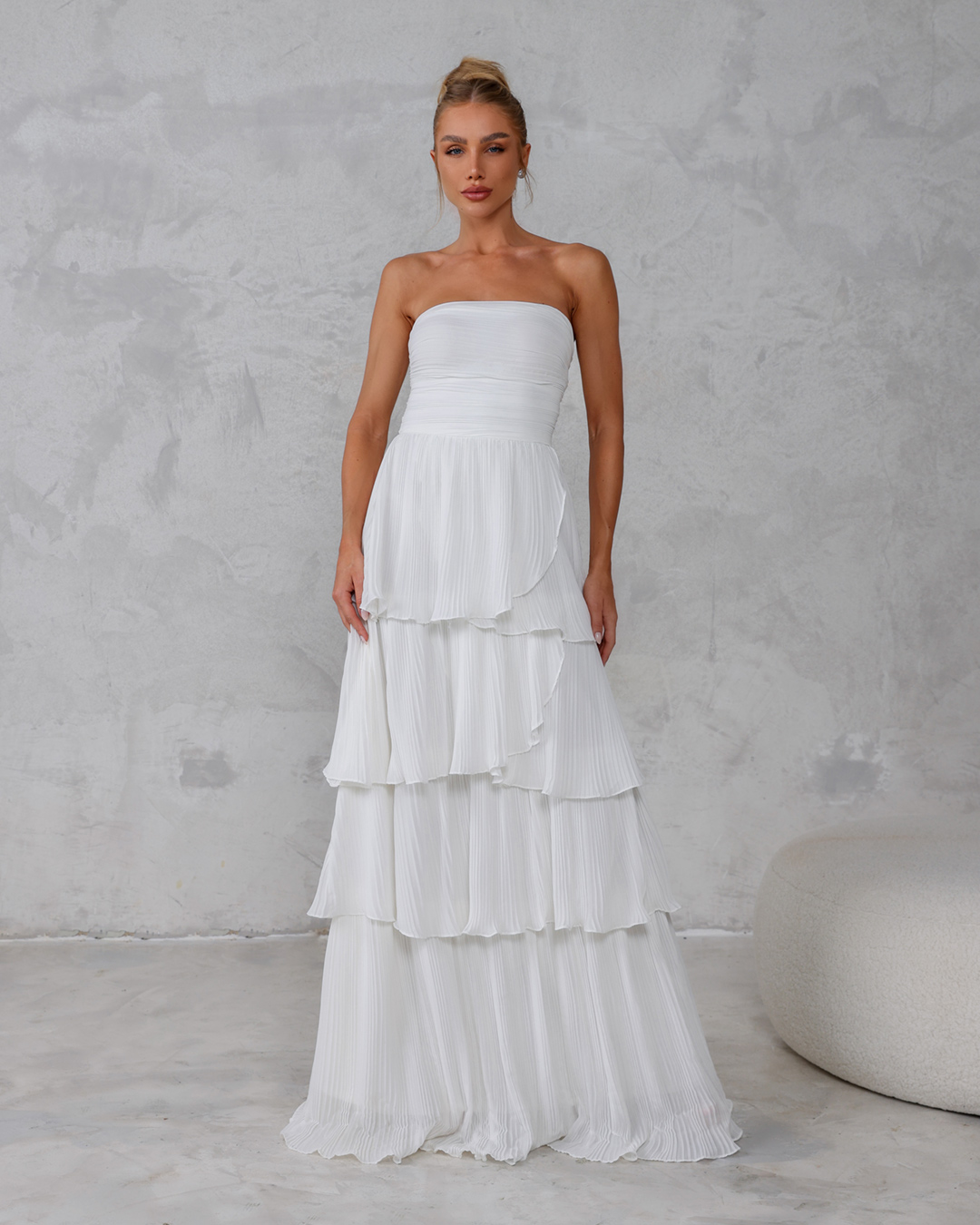 Dot Clothing - Dress Dot Clothing Long Pleated Offwhite - 2259OFF
