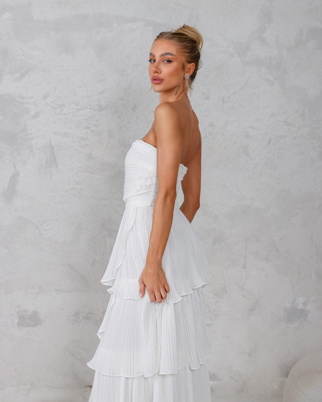 Dot Clothing - Dress Dot Clothing Long Pleated Offwhite - 2259OFF