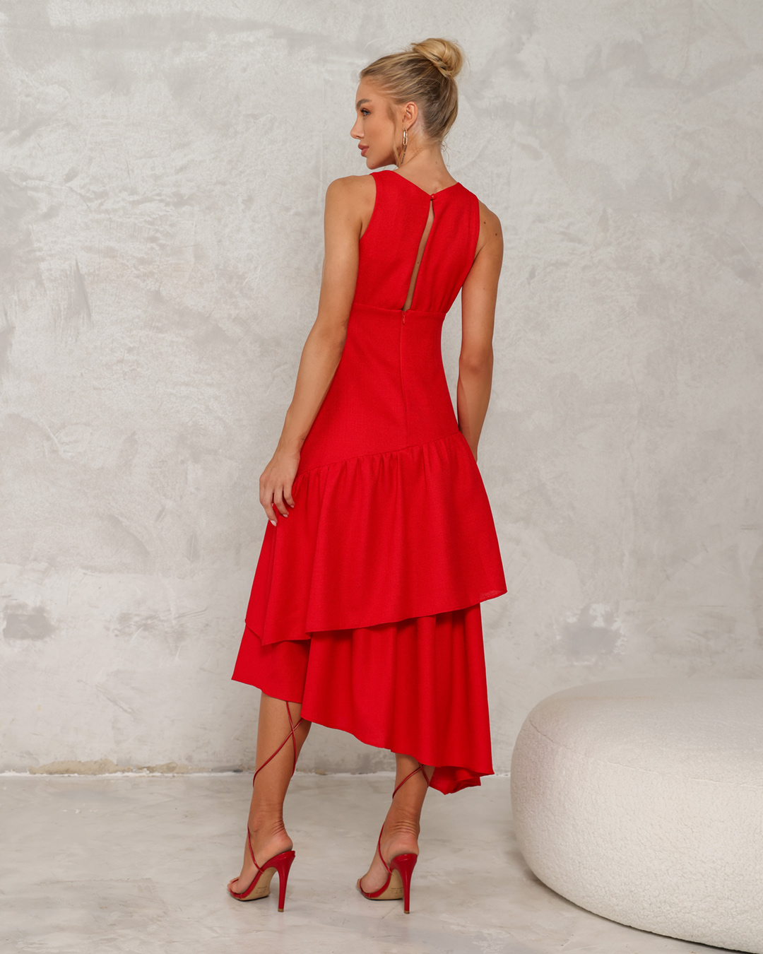 Dot Clothing - Vestido Dot Clothing Midi Vermelho - 2225VERMELHO