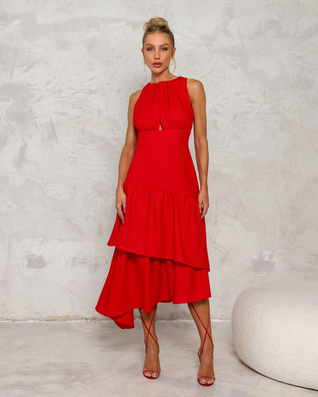 Dot Clothing - Vestido Dot Clothing Midi Vermelho - 2225VERMELHO