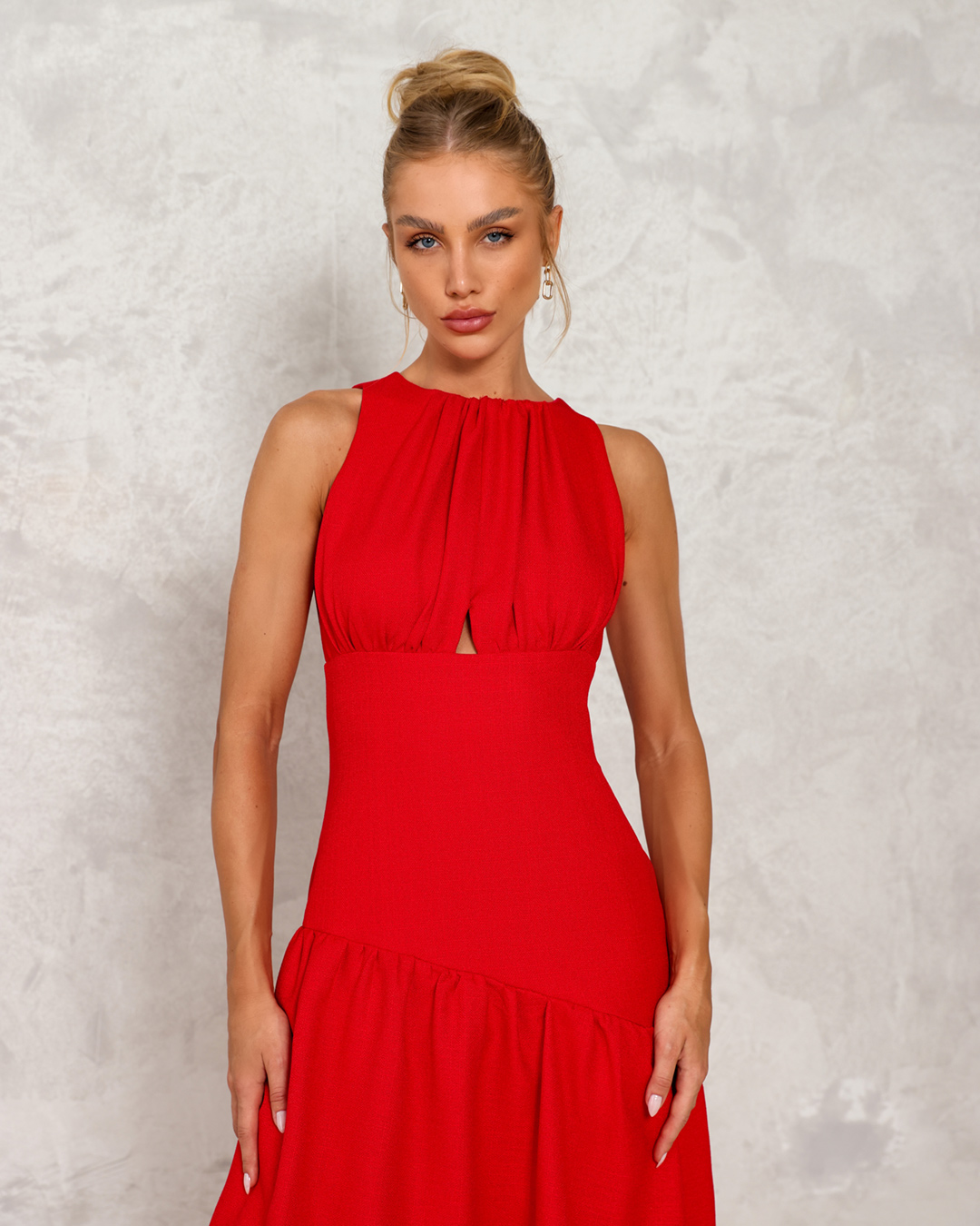 Dot Clothing - Vestido Dot Clothing Midi Vermelho - 2225VERMELHO