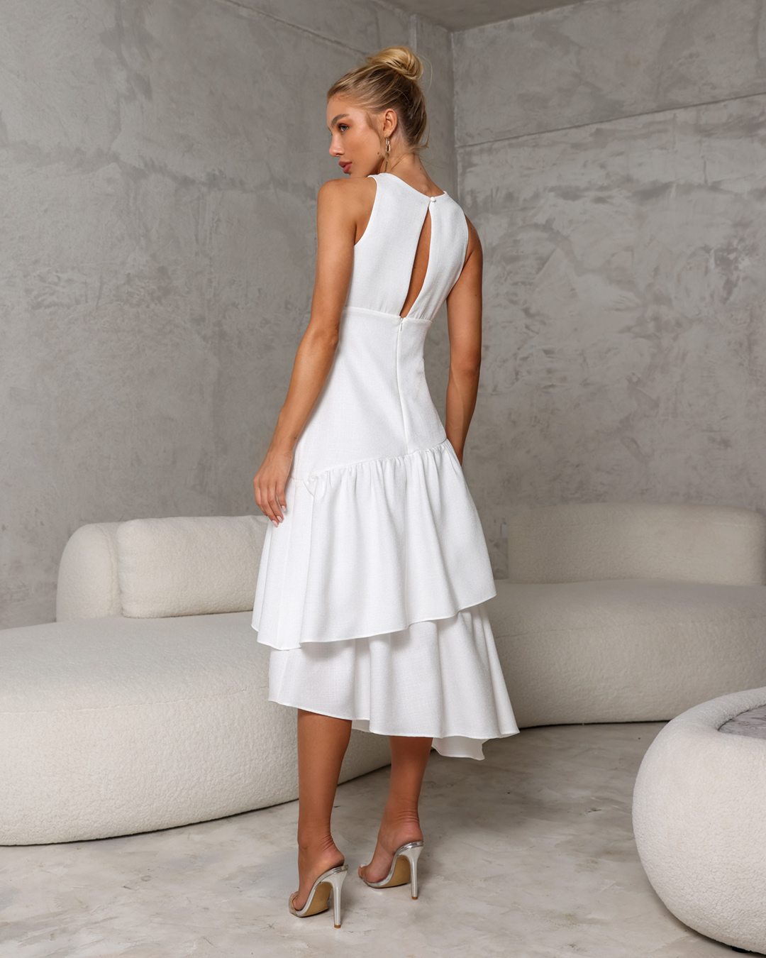 Dot Clothing - Vestido Dot Clothing Midi Offwhite - 2225OFF