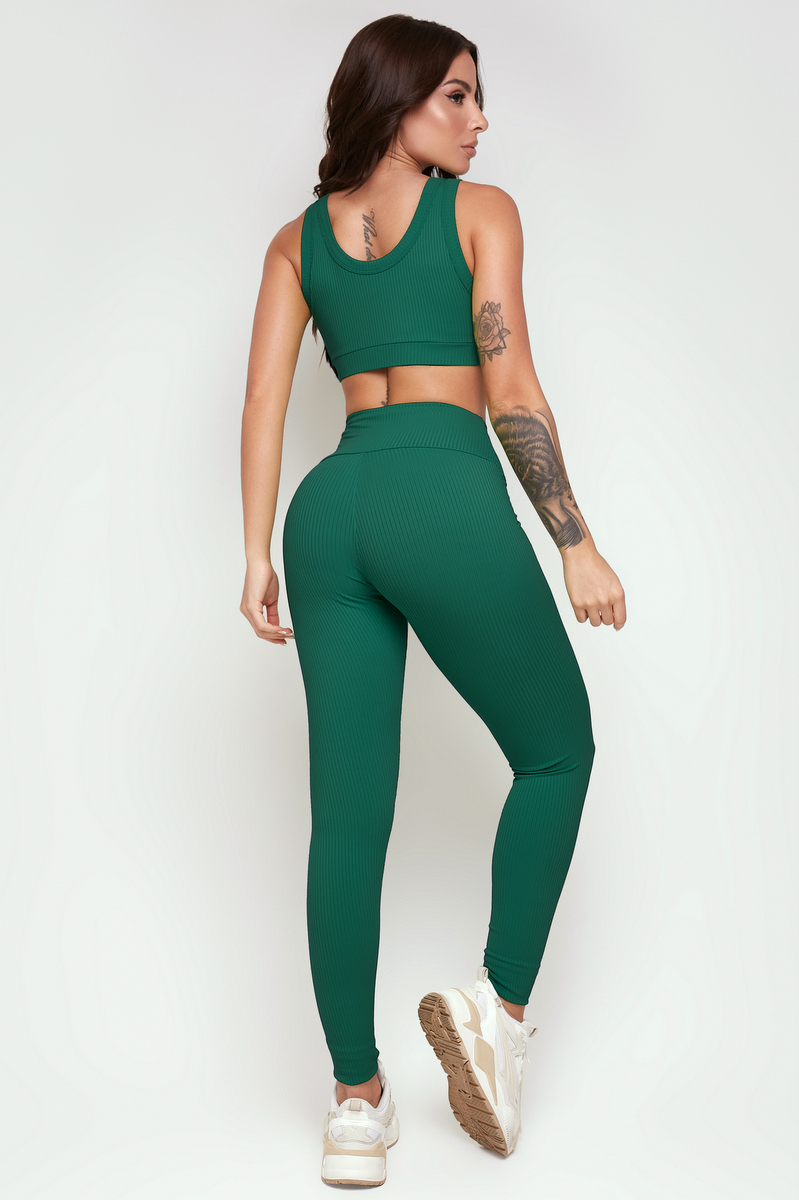 Lets Gym - Emerald Green Comfort Rib Legging - 2299VDE