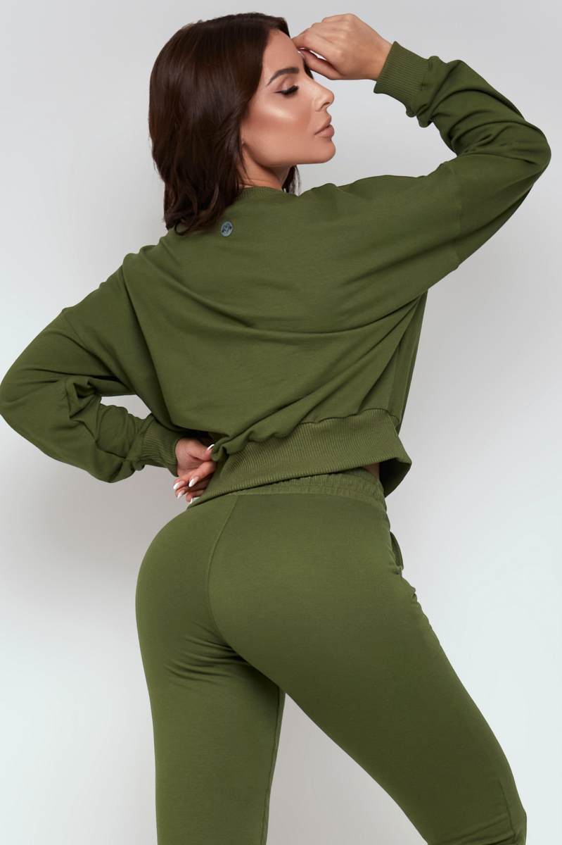 Lets Gym - Military Green Comfort Basic Blouse - 2354VDM