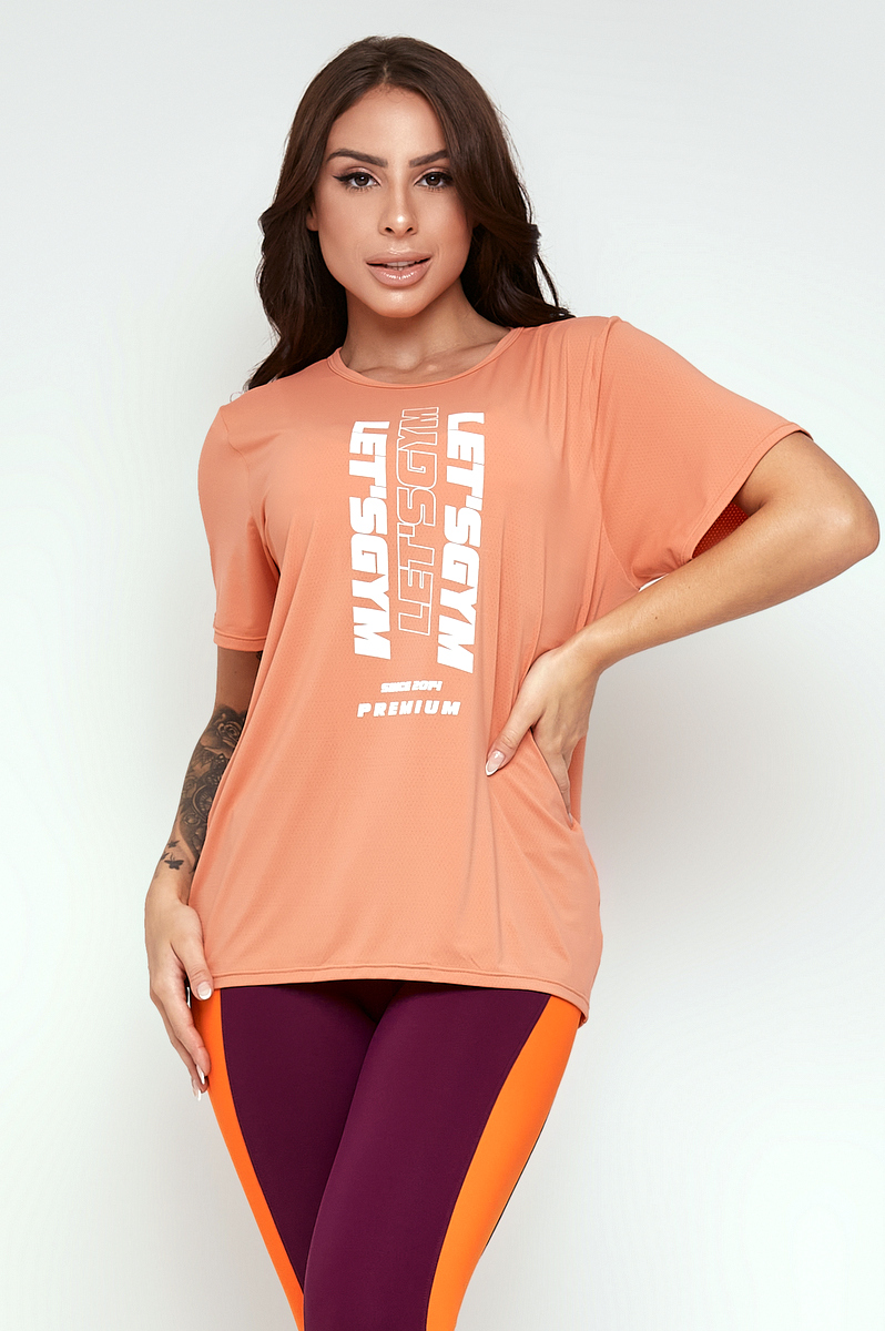 Lets Gym - Shirt M/C Print Orange - 2314OR