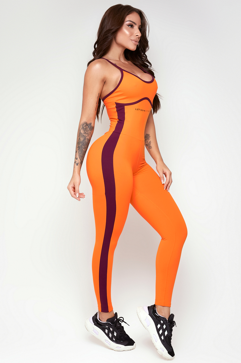 Lets Gym - Orange Spirit Jumpsuit - 2315LJ