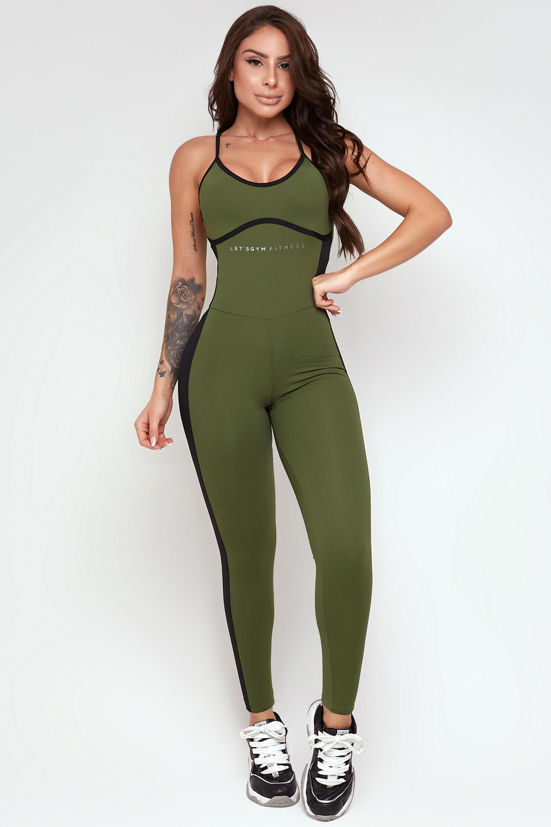 Lets Gym - Military Green Spirit Jumpsuit - 2315VDM