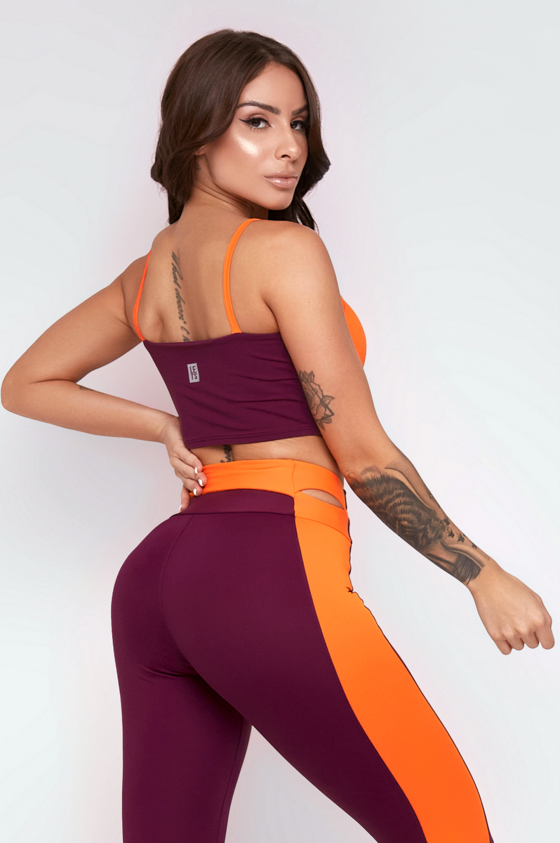 Lets Gym - Top Spirit Marsala and Orange - 2312MSLJ