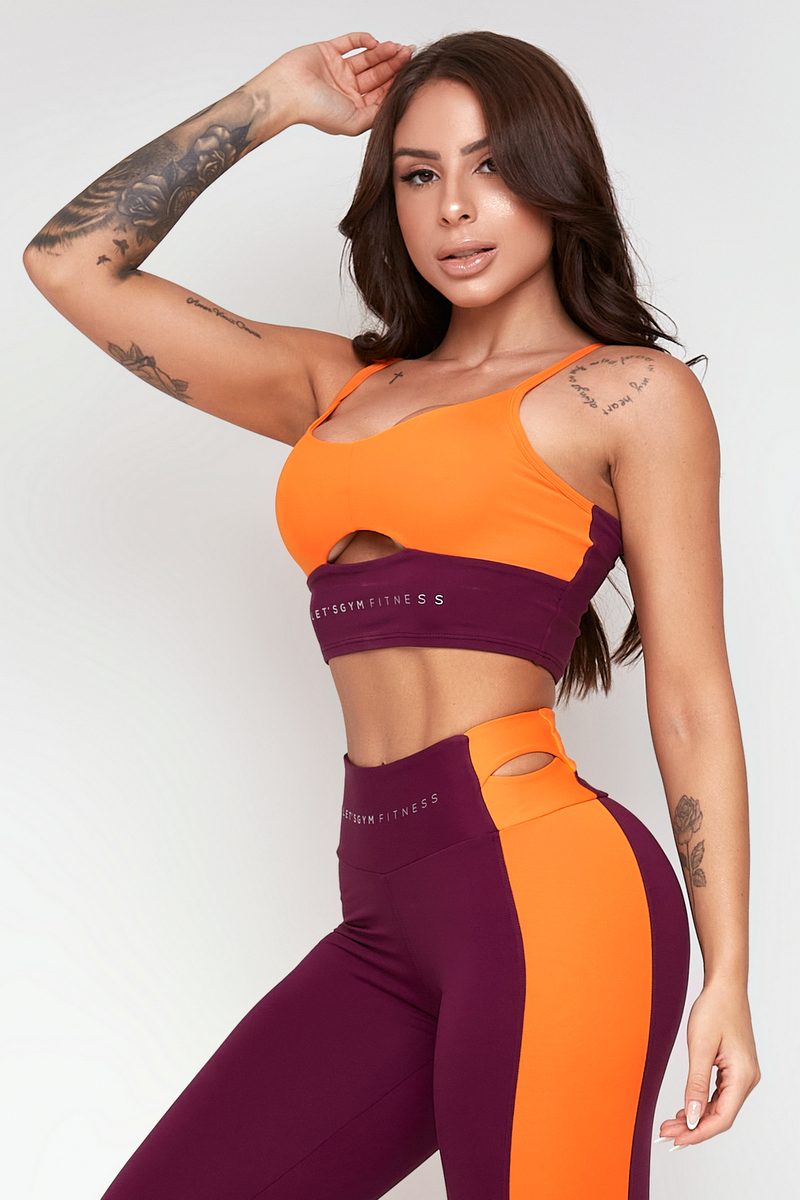 Lets Gym - Top Spirit Marsala and Orange - 2312MSLJ