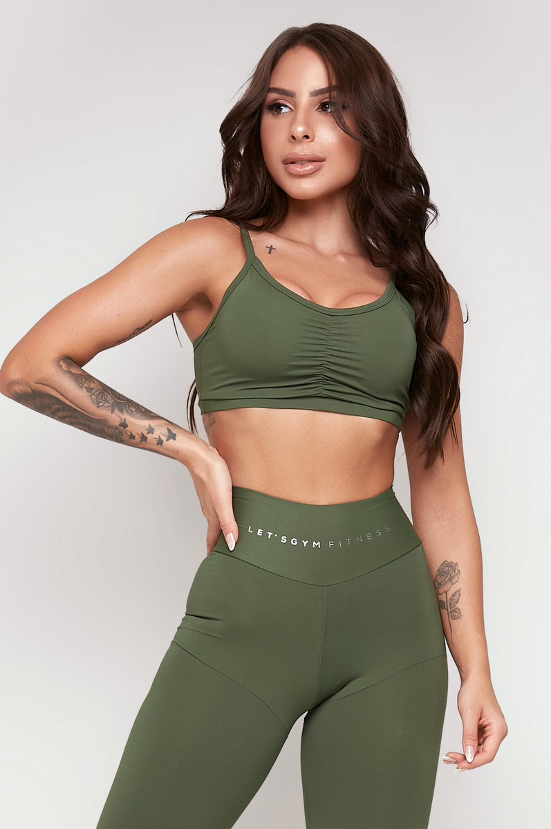 Lets Gym - Top Minimo Basic Verde Militar - 2301VDM