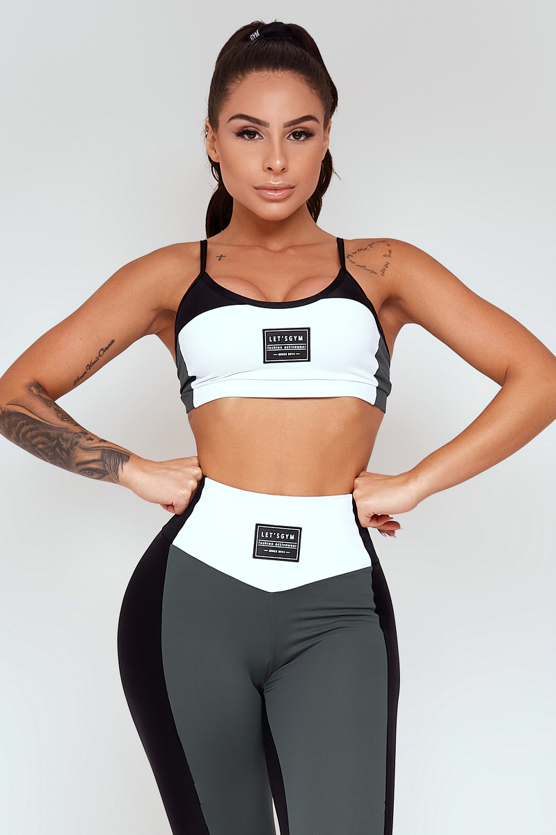 Lets Gym - Top Feel Branco e Preto - 2328BRPT