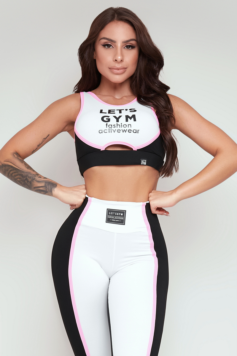 Lets Gym - Black and White Dust Top - 2266PTBR