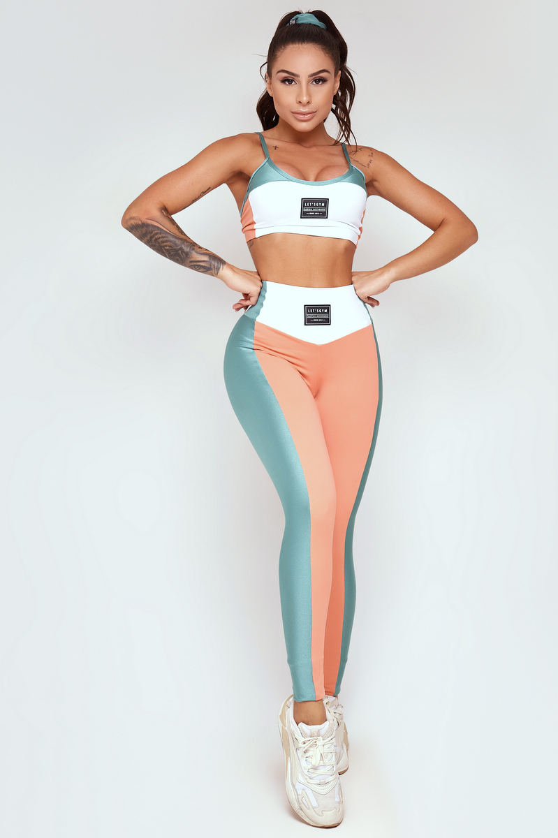 Lets Gym - Feel Terracotta and Vintage Blue Leggings - 2329TRCAZ