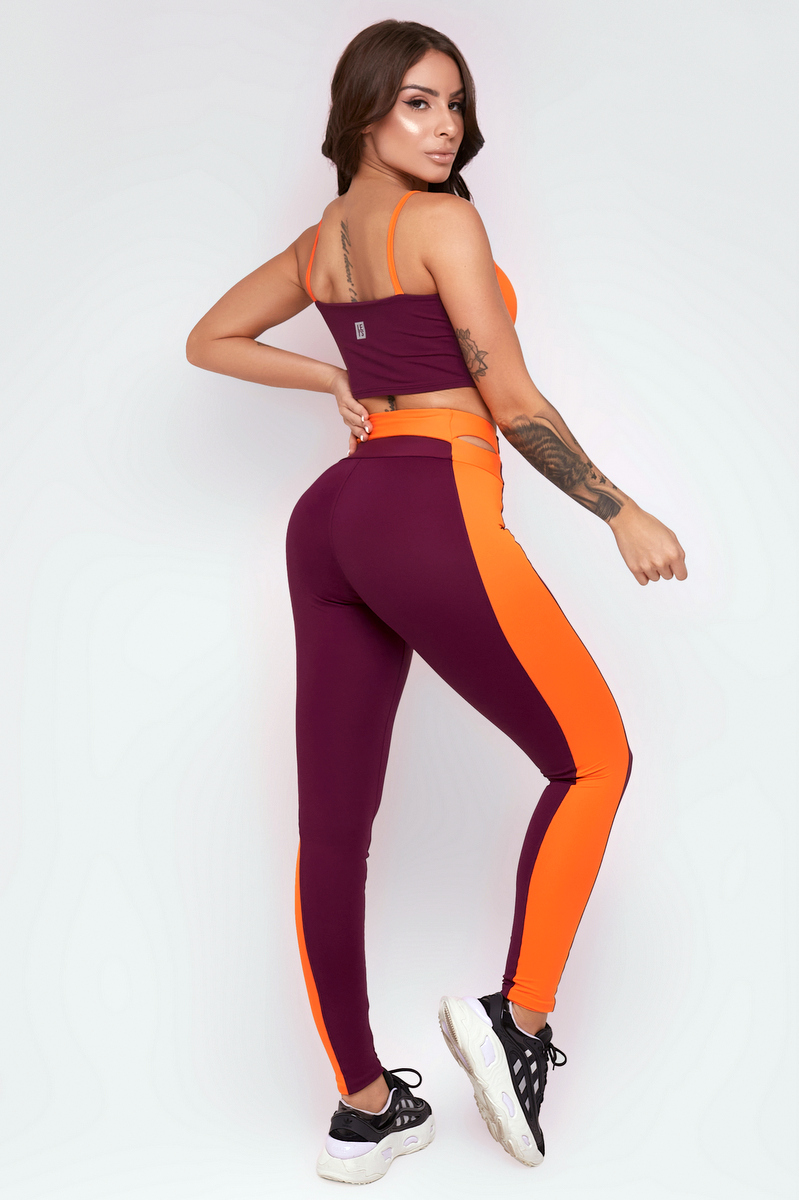 Lets Gym - Legging Spirit Marsala e Laranja - 2313MSLJ