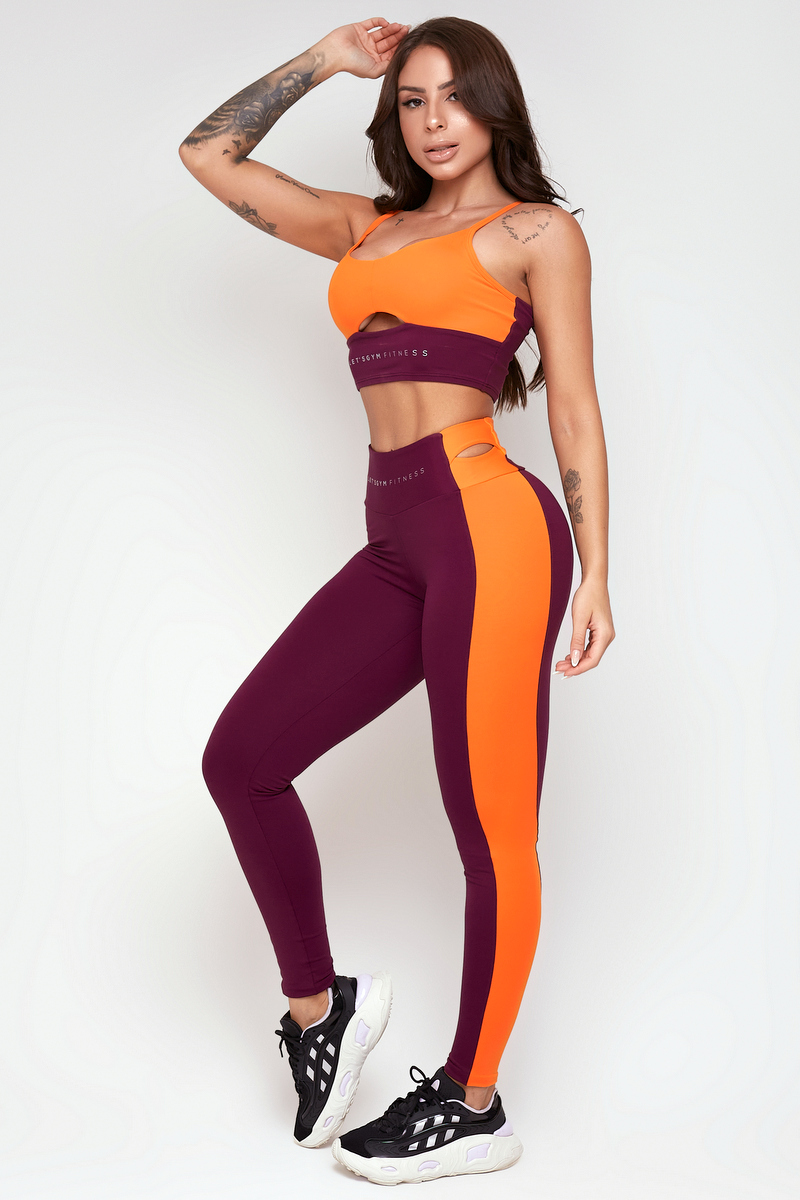 Lets Gym - Legging Spirit Marsala e Laranja - 2313MSLJ