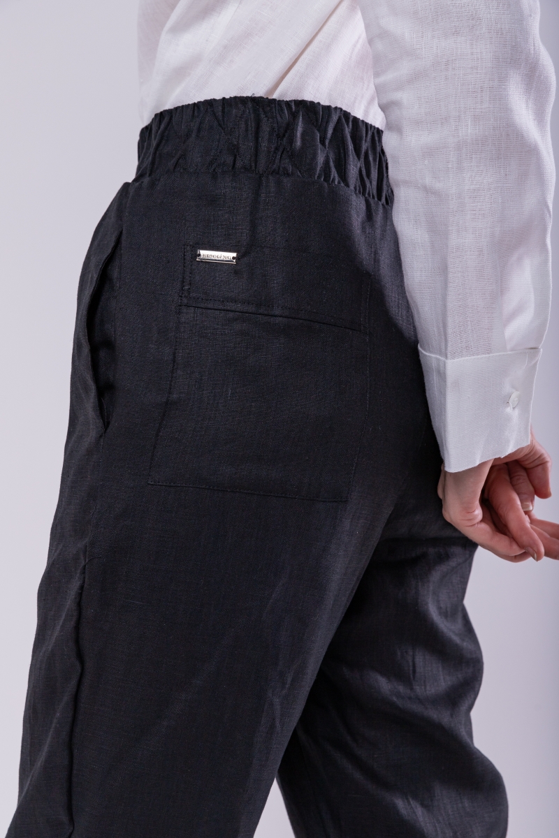 Hidrogênio - POLIANA CARROT PANTS 100% BLACK LINEN - 19886001