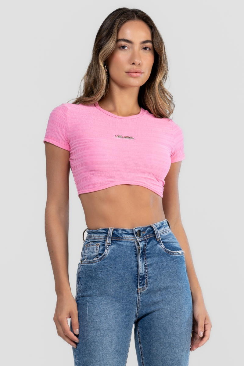 Labellamafia - Labellamafia Pink Mesh Cropped - 33049