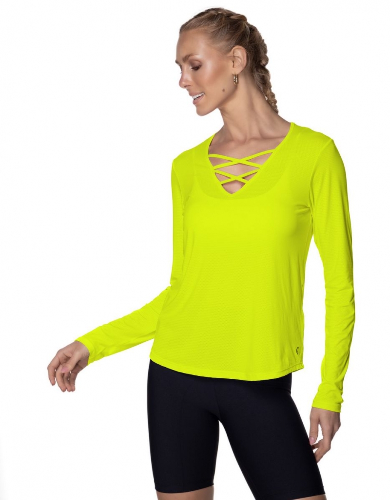 Vestem - Blusa Dry Fit Manga Longa Sasha Amarelo Neon - BML421.ESS.C0009