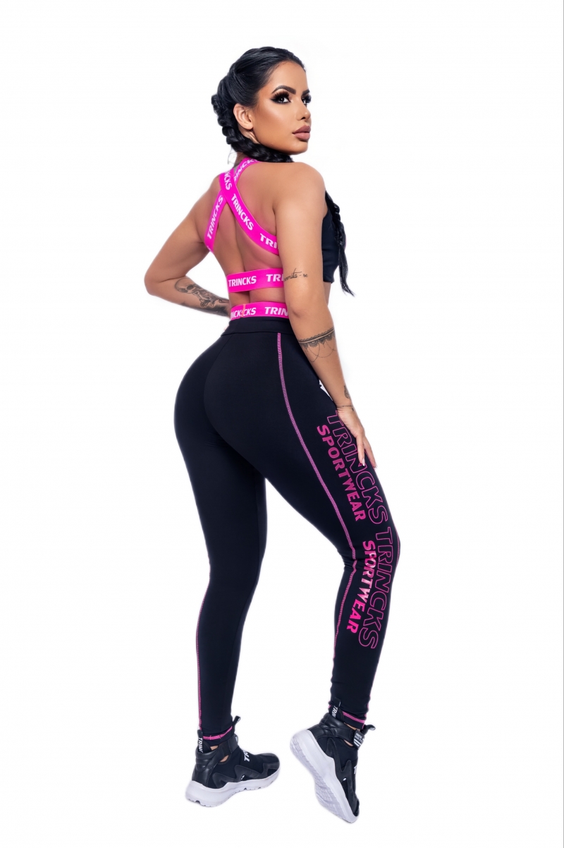 Trincks - Legging Sports Preto e Pink - 