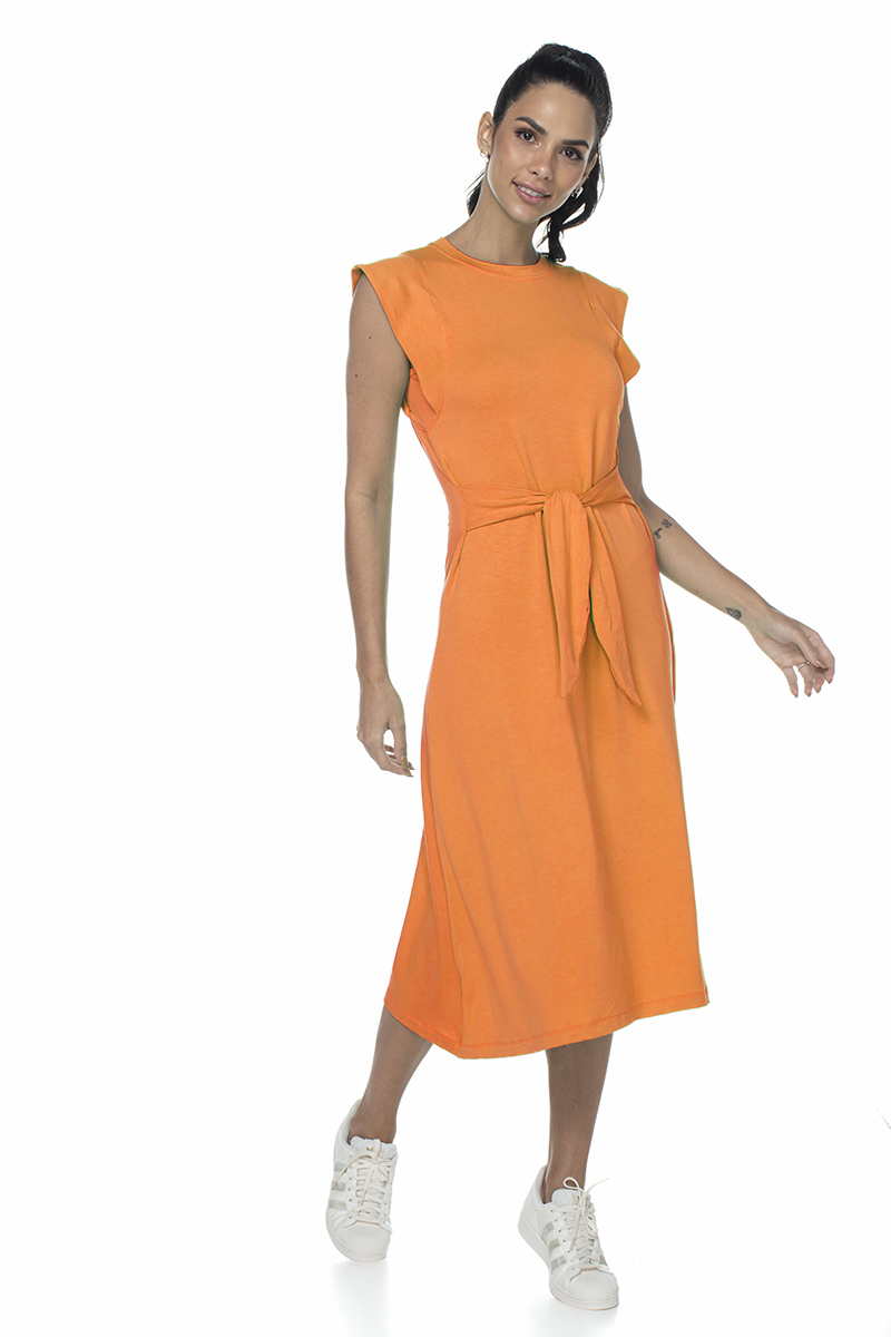 Zero Açucar - Vestido Midi Forever Laranja Entusiasmo - 180218.1074