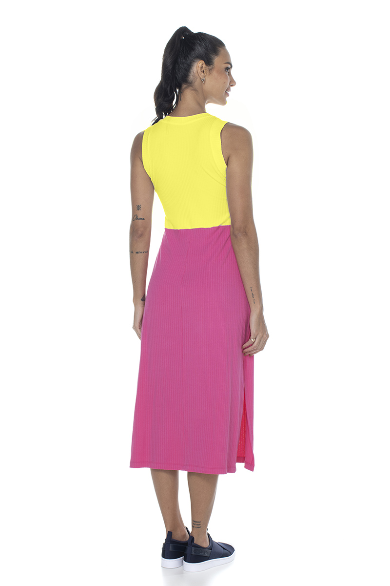 Zero Açucar - Vestido Midi Manhattan Amarelo Joy - 180220.1073