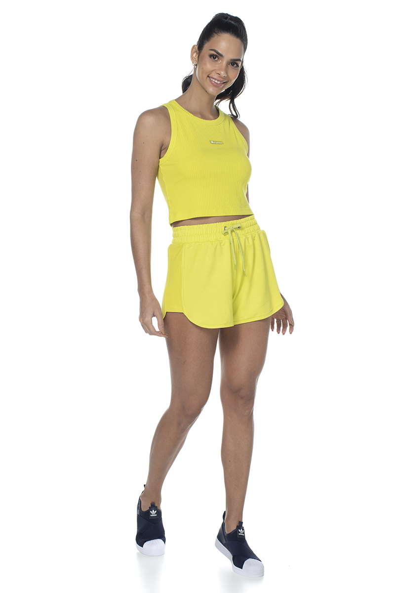 Zero Açucar - Joy Yellow sweat light Shorts with Cutouts - 110364.1073