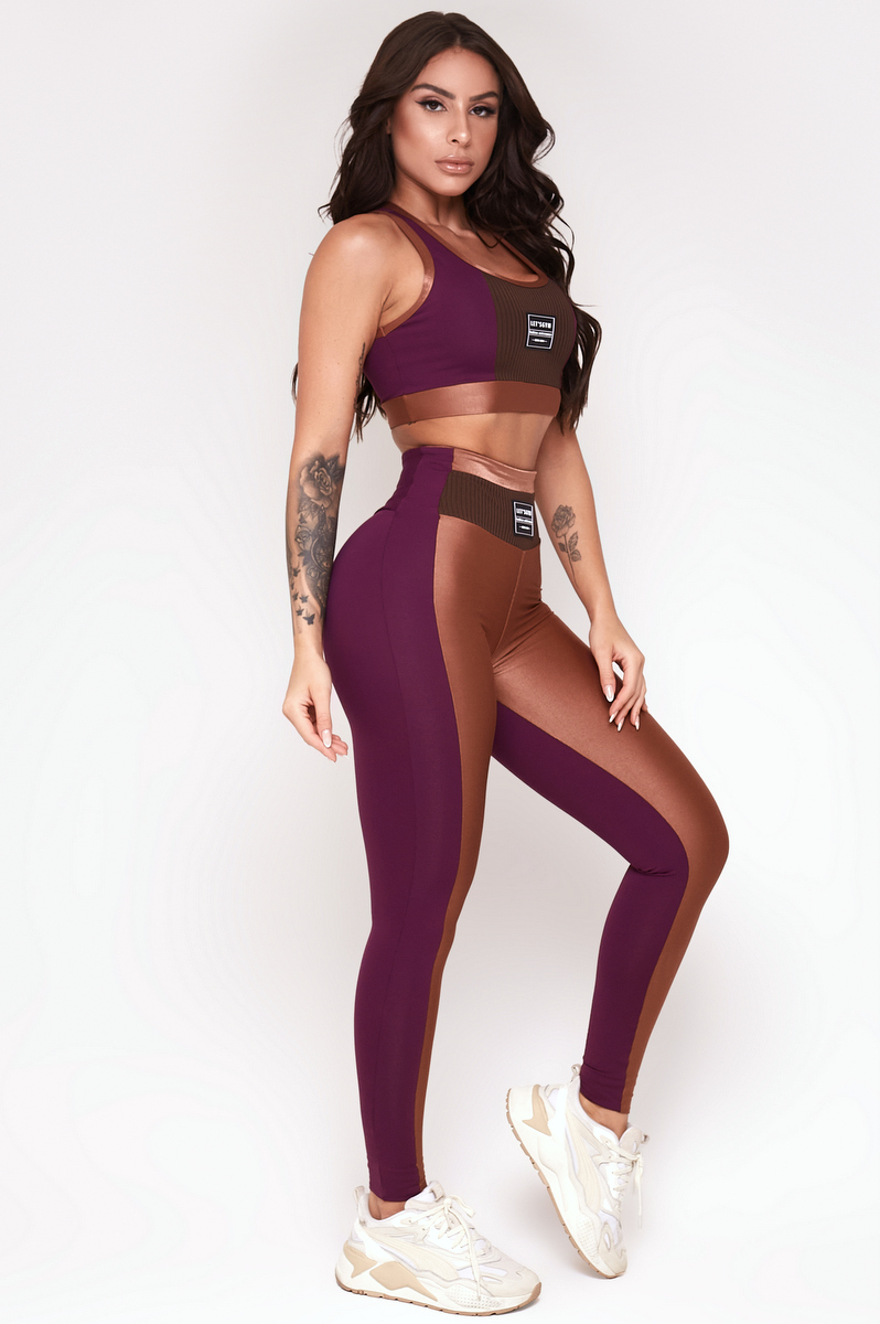 Lets Gym - Legging Lounge Coffee and Marsala - 2342CFMS