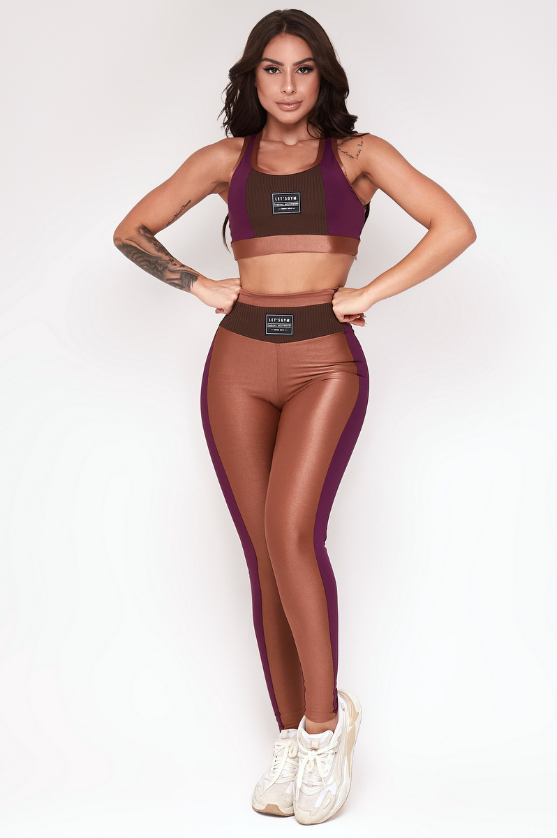 Lets Gym - Legging Lounge Coffee and Marsala - 2342CFMS