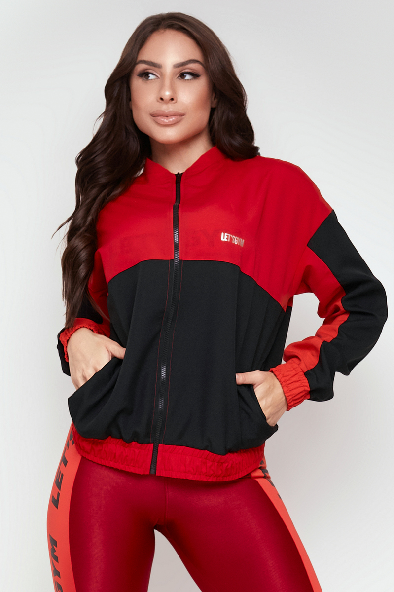 Lets Gym - Jaqueta Racer Vermelho e Preto - 2361VMPT