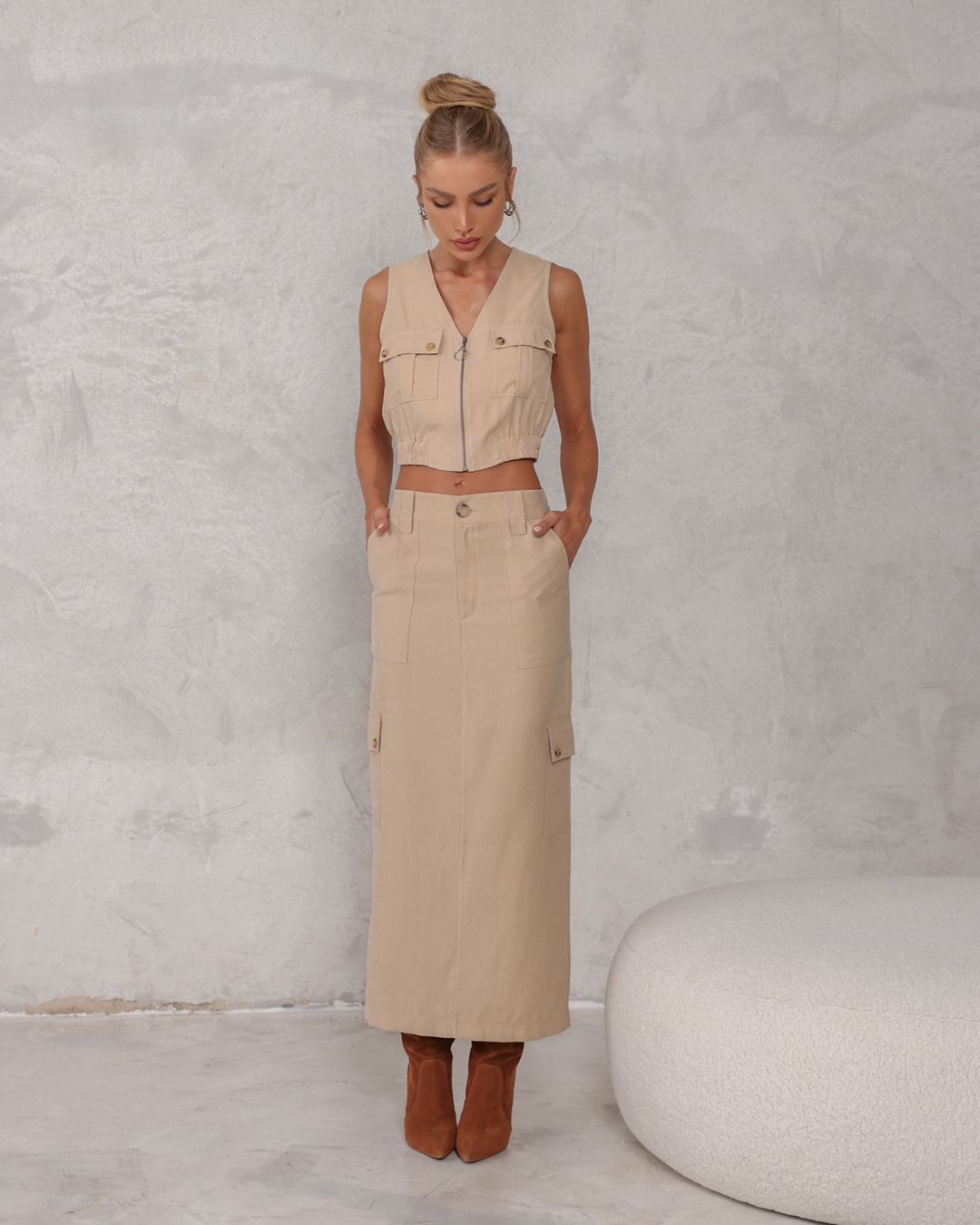 Dot Clothing - Set Dot Clothing Long Skirt Beige - 2263BEGE