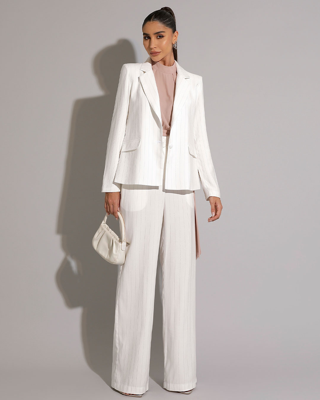 Miss Misses - Miss Misses Lurex Blazer With Shoulder Pads and Off White Button - 54219030