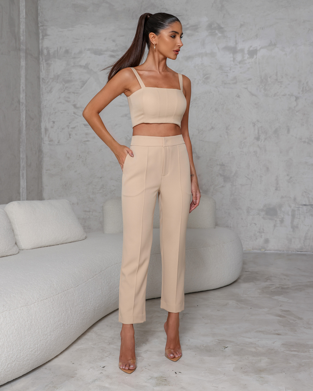 Dot Clothing - Set Dot Clothing Pants and Cropped Beige - 2240BEGE