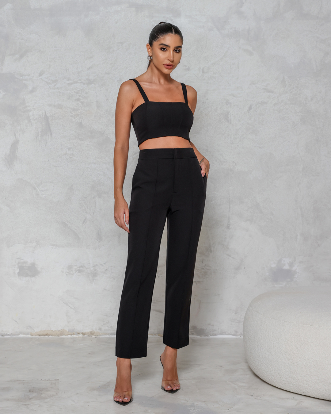 Dot Clothing - Conjunto Dot Clothing Calça e Cropped Preto - 2240PRETO