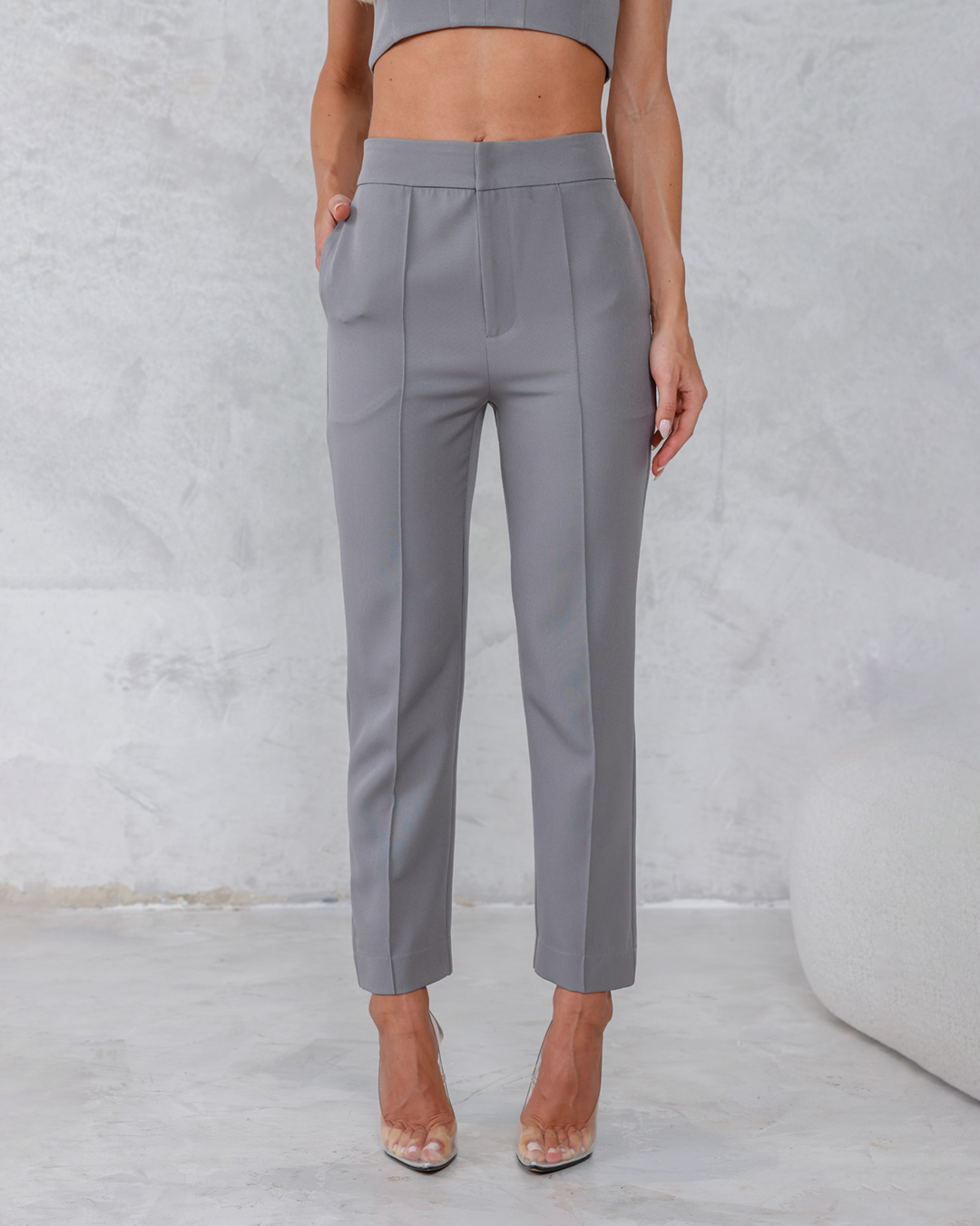 Dot Clothing - Gray Dot Clothing Pants and Cropped Set - 2240CINZA