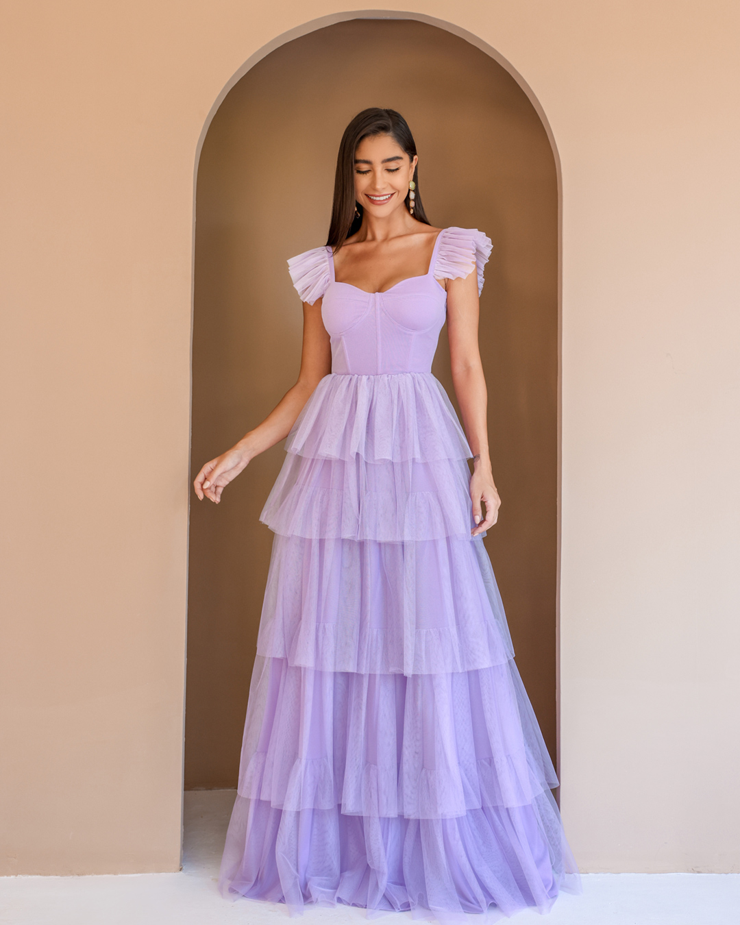 Dot Clothing - Lilac Dot Clothing Long Layered Dress - 2196LILAS