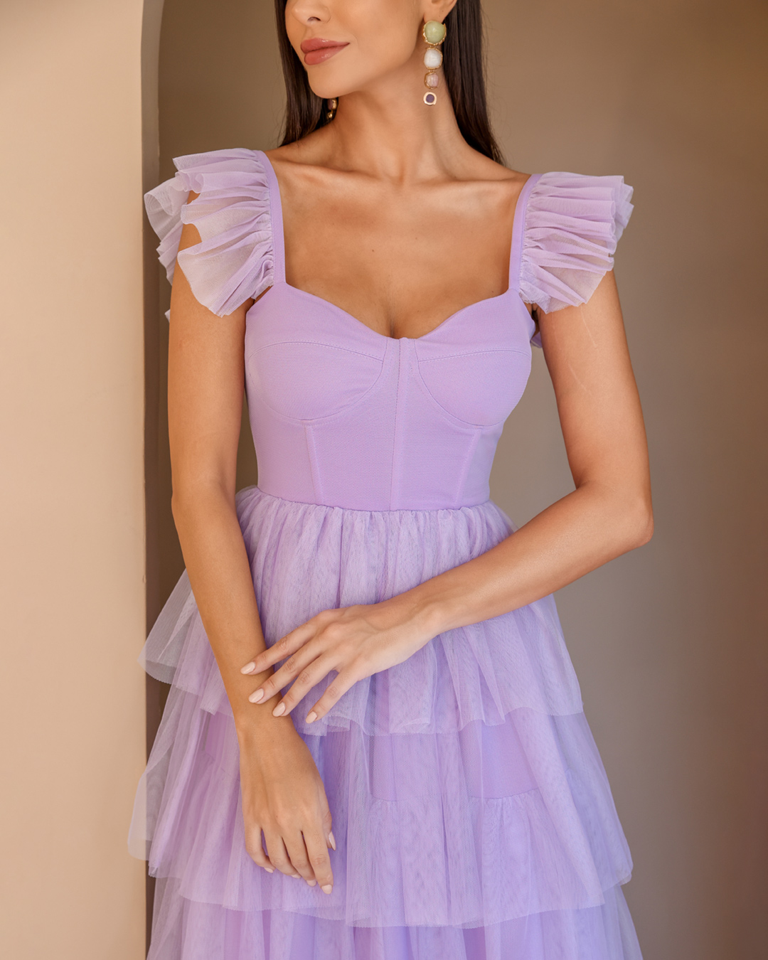 Dot Clothing - Lilac Dot Clothing Long Layered Dress - 2196LILAS