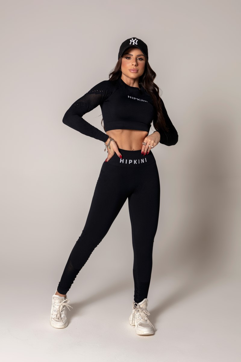 Hipkini - Cropped Ambition Seamless Black Long Sleeve - 33330479