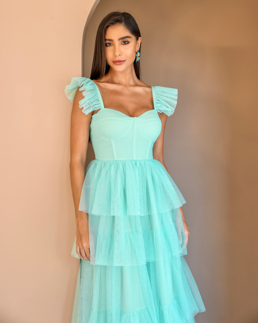 Dot Clothing - Mint Green Dot Clothing Long Layered Dress - 2196VERDEME