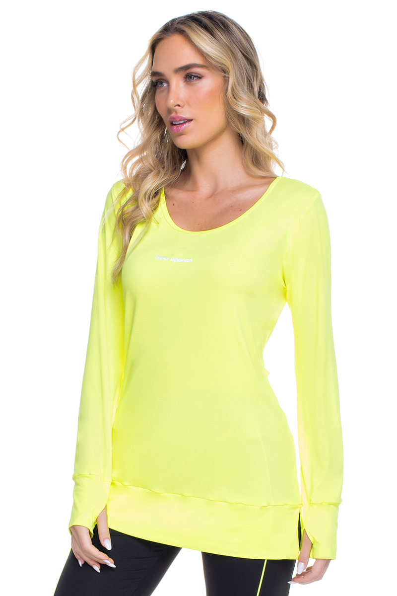 Zero Açucar - Blusa Manga Longa Tiras Paint Amarelo Neon - 160636.803