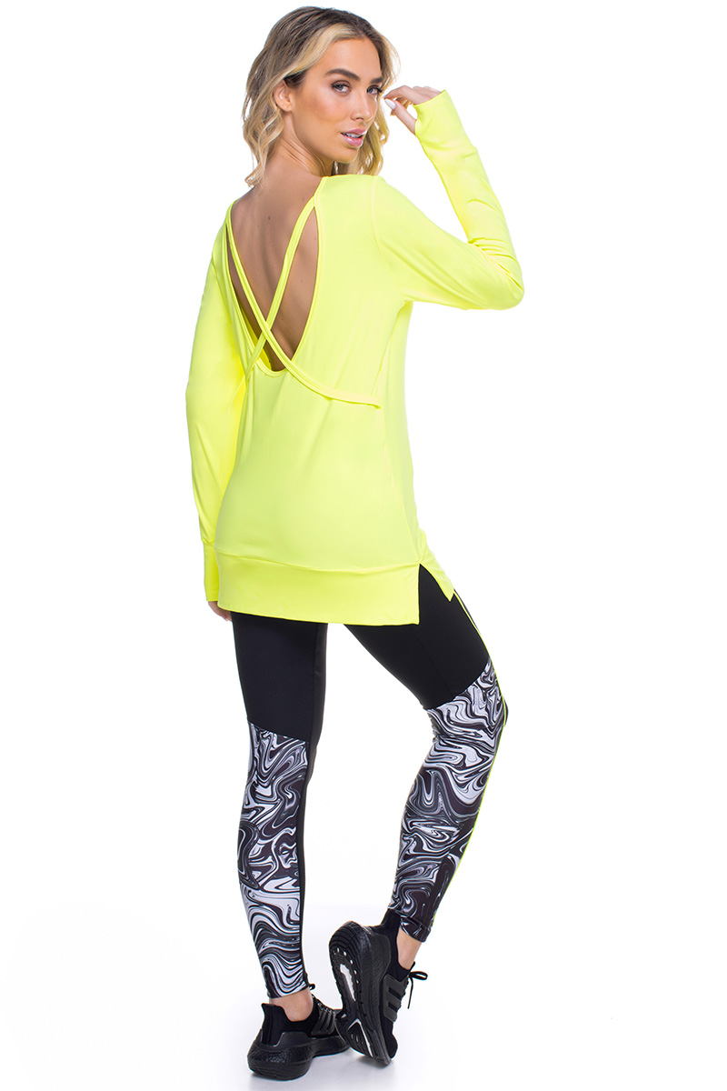 Zero Açucar - Neon Yellow Paint Strips Long Sleeve Shirt - 160636.803